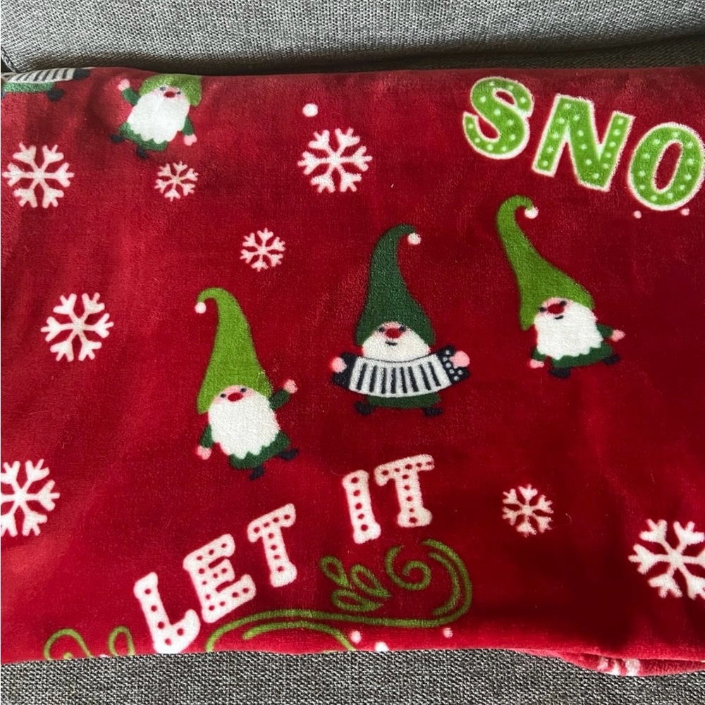 Festive Red Blanket with Gnome Design